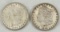 1881 S & 1882 S Morgan Silver Dollars