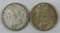 1887 & 1889 Morgan Silver Dollars