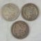 1879 S, 1890 O, 1902 Morgan Silver Dollars