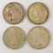 4 Silver Dollars 1921 D Morgan x2 & 1922 Peace x2