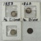 4 Seated Liberty Half Dimes 1853, 1855, 1862, 185x