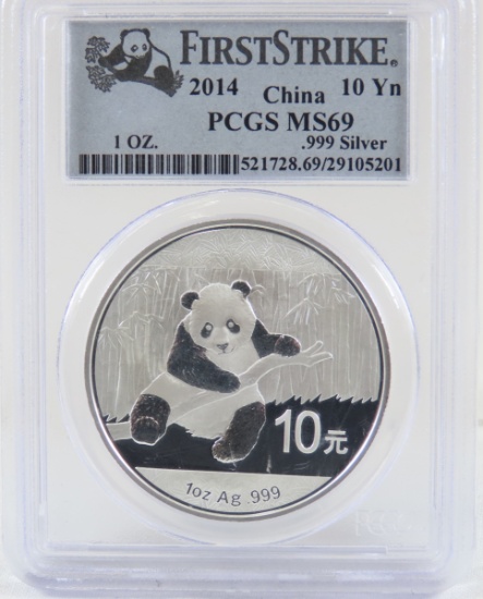 2014 China 10 Yn 1oz .999 Silver PCGS MS69