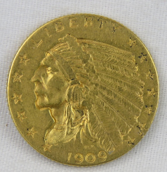 1909 $2 1/2 Gold Indian Head Quarter Eagle
