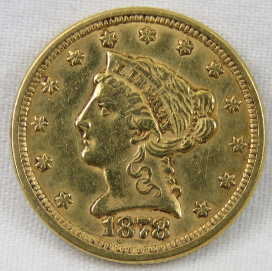1878 $2 1/2 Gold Liberty Head Quarter Eagle