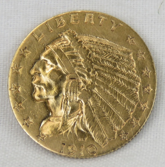 1910 $2 1/2 Gold Indian Head Quarter Eagle