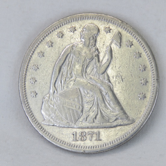 1871 Seated Liberty Silver Dollar