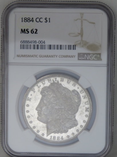 1884 CC Morgan Silver Dollar NGC MS62
