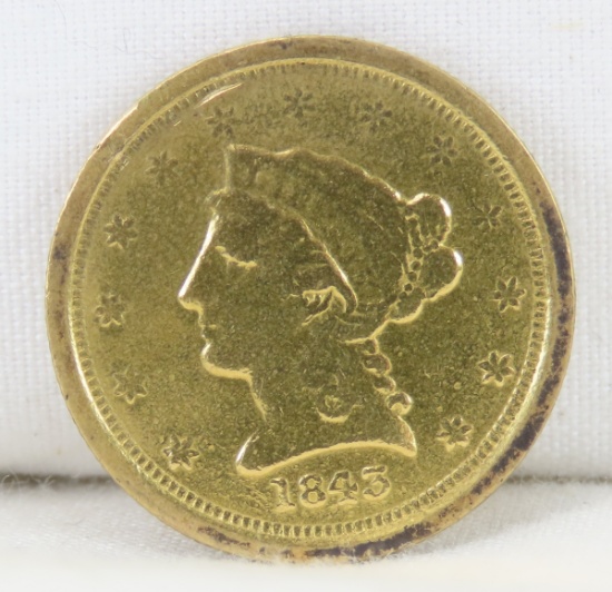 1843 O $2 1/2 Gold Liberty Head Quarter Eagle