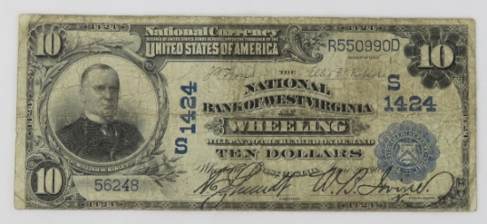 1902 National Currency $10 Wheeling WV S1424