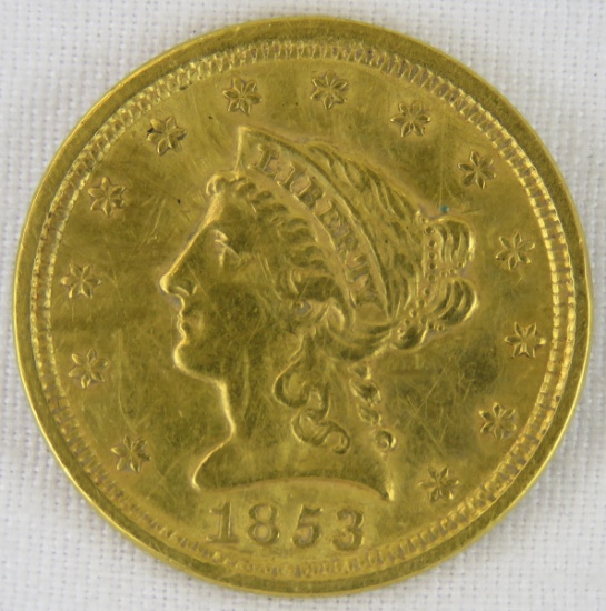1853 $2 1/2 Gold Liberty Head Quarter Eagle