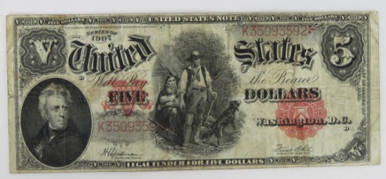 1907 $5 US Woodchopper Note