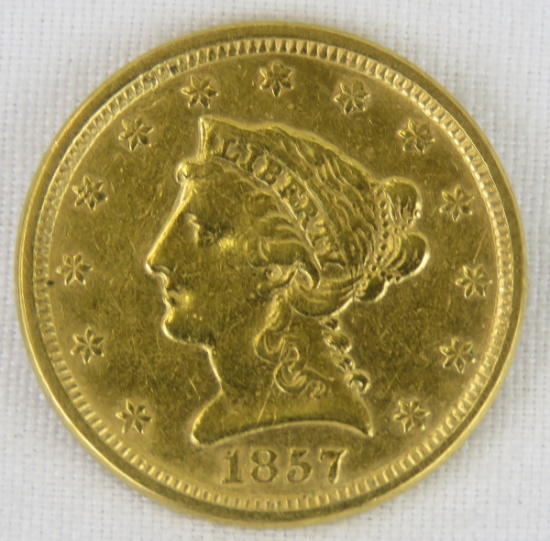 1857 $2 1/2 Gold Liberty Head Quarter Eagle