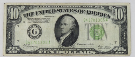 1928 B $10 Federal Reserve Note Chicago Ill