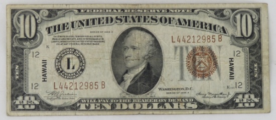 1934 A $10 Federal Reserve Note HAWAII