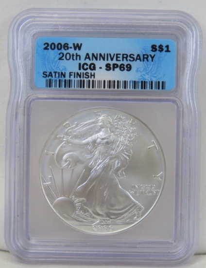 2006 W American Silver Eagle ICQ SP69 Satin Finish