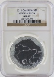 2011 Canada Silver $5 Grizzly Bear NGC MS67