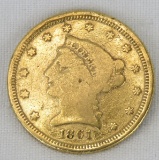 1861 $2 1/2 Gold Liberty Head Quarter Eagle