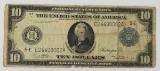 1914 $10 Fed Reserve Note Ag & Industry