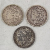 1878 S, 1879 S, 1890 O Morgan Silver Dollars