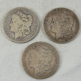 1879 S, 1898 S, 1899 O Morgan Silver Dollars