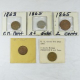 5 Civil War Era Coins 1863 Civil War Token