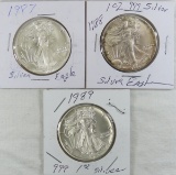 1987, 1988, & 1989 American Silver Eagles