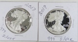 2017 & 2019 Proof American Silver Eagles