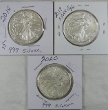 2018, 2019, & 2020 American Silver Eagles
