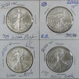 2021W, 2022W, 2023W, 2024W American Silver Eagles