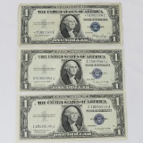 3 1935 $1 Silver Certificates 2 UNC, 1 Star Note