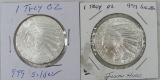 Two 1 OZT Silver Rounds - Indian Head