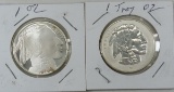 Two 1 OZT Silver Rounds Buffalo Head Design