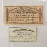 1864 & 1869 Confederate States Bond tickets