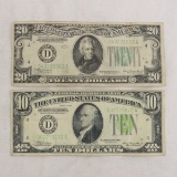 1934 $20 & $10 Federal Reserve Notes Cleveland OH