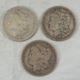 1879 S, 1890 O, 1902 Morgan Silver Dollars