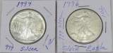 1994 & 1996 American Silver Eagles