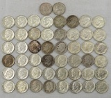 50 Silver Dimes many UNC Roosevelt, 2 Mercury
