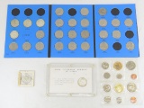 Kennedy Half Dollars in book & loose, some silver