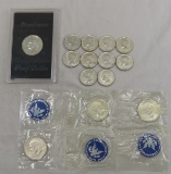 4 Silver Eisenhower Dollars & 10 1665-69 Kennedy