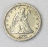 1875 S Twenty Cent Silver Seated Liberty