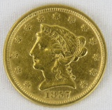 1857 $2 1/2 Gold Liberty Head Quarter Eagle