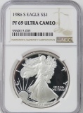 1986 S American Silver Eagle NGC PF69 ULTRA CAMEO