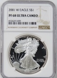 2001 W American Silver Eagle PF68 ULTRA CAMEO