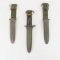 3 US M8 A1 bayonet scabbards & 1 bayonet no grips