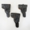 3 German leather pistol holsters