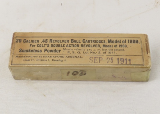 Ammunition 20 Cal.45 Revolver Ball Cartridges 1911