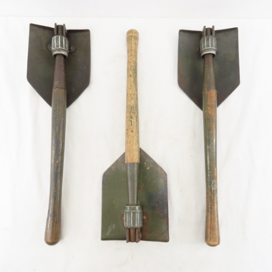 3 US WWII folding shovels