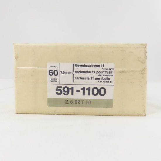 Ammunition 60 rounds Swiss 7.5mm in sealed pack