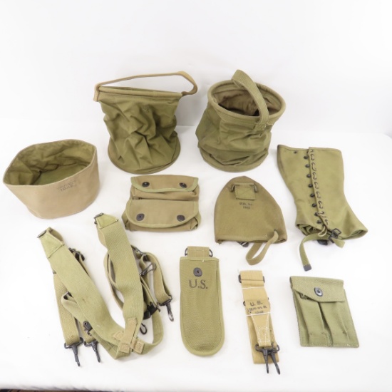 WWII US Military canvas items, rifle straps