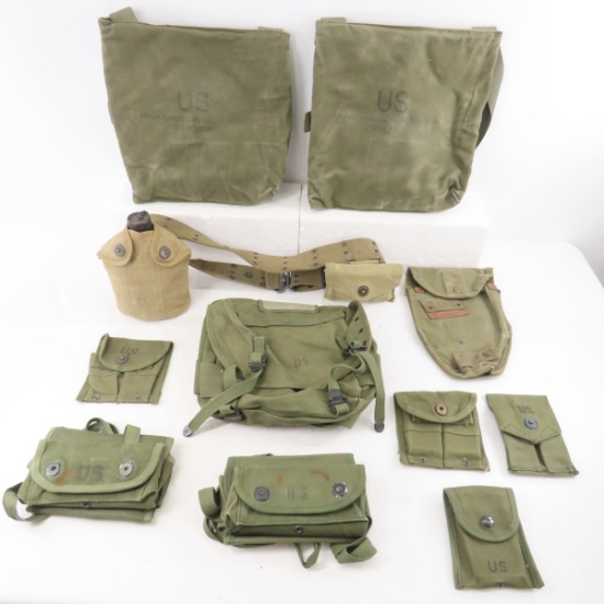 US Military canvas items, canteen on pistol belt